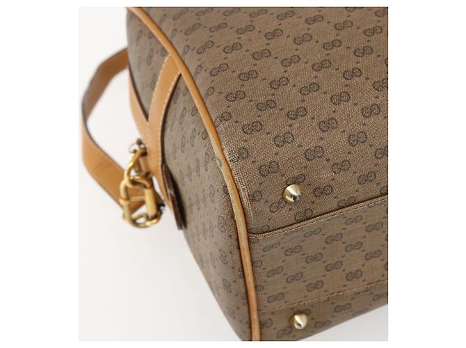 Gucci Borsa a mano Micro GG Supreme in pelle PVC 2 in 1 beige oro Auth BA10107 D'oro - vista 17