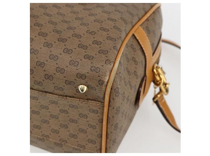 Gucci Borsa a mano Micro GG Supreme in pelle PVC 2 in 1 beige oro Auth BA10107 D'oro - vista 18