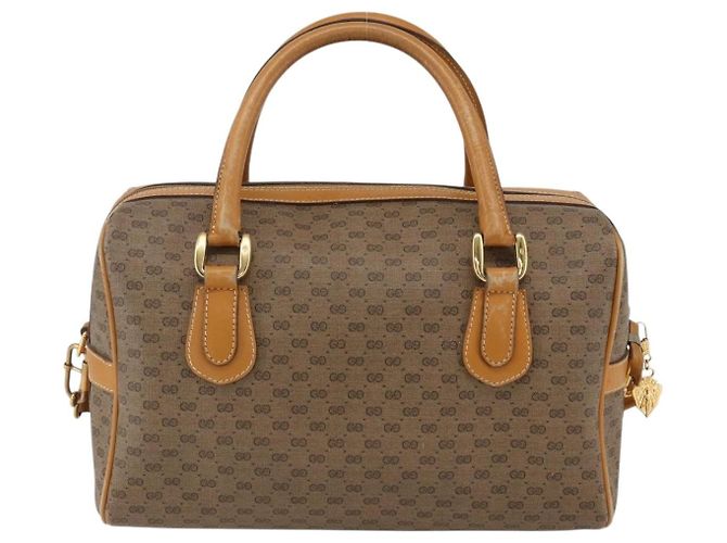 Gucci Borsa a mano Micro GG Supreme in pelle PVC 2 in 1 beige oro Auth BA10107 D'oro - vista 2