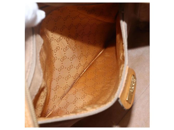 Gucci Borsa a mano Micro GG Supreme in pelle PVC 2 in 1 beige oro Auth BA10107 D'oro - vista 23