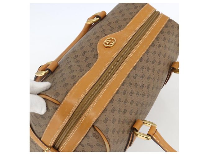 Gucci Borsa a mano Micro GG Supreme in pelle PVC 2 in 1 beige oro Auth BA10107 D'oro - vista 6