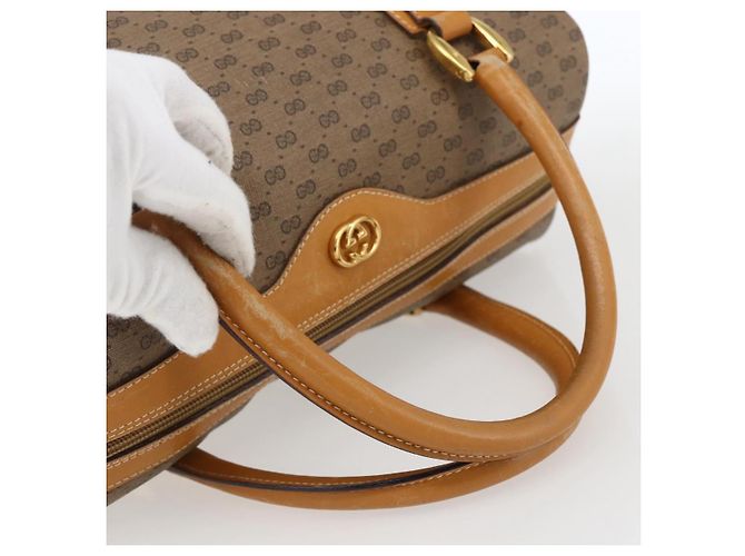 Gucci Borsa a mano Micro GG Supreme in pelle PVC 2 in 1 beige oro Auth BA10107 D'oro - vista 7