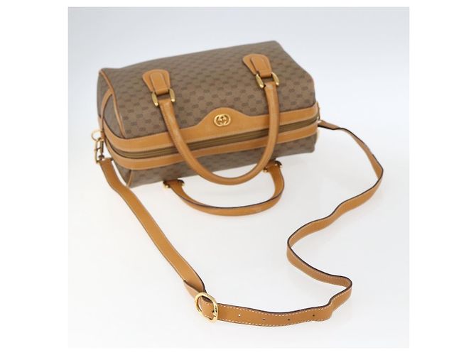 Gucci Borsa a mano Micro GG Supreme in pelle PVC 2 in 1 beige oro Auth BA10107 D'oro - vista 8