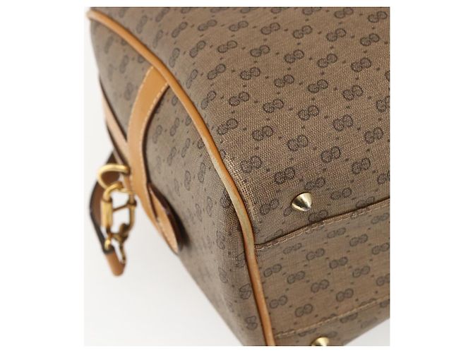 Gucci Borsa a mano Micro GG Supreme in pelle PVC 2 in 1 beige oro Auth BA10107 D'oro - vista 9