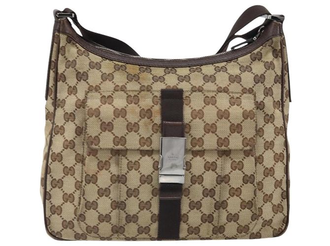 Borsa a Spalla GG Canvas Gucci Beige Argento 131211 Auth 170502 - vista 13