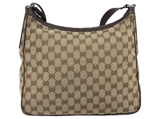 Borsa a Spalla GG Canvas Gucci Beige Argento 131211 Auth 170502 - vista 2