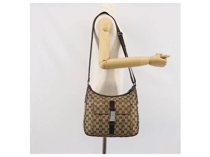 Borsa a Spalla GG Canvas Gucci Beige Argento 131211 Auth 170502 - vista 25