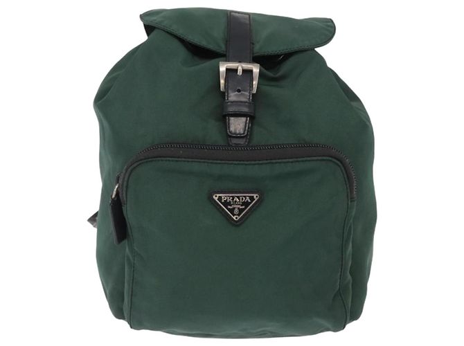 Zaino PRADA in nylon verde argento Auth ki6395 - vista 13