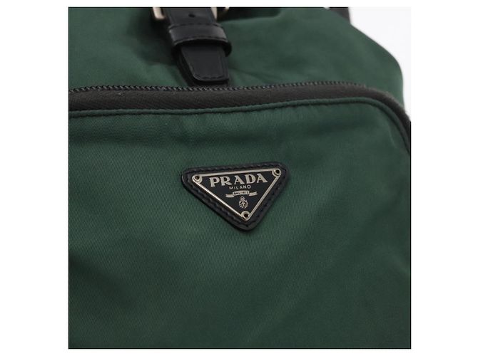 Zaino PRADA in nylon verde argento Auth ki6395 - vista 20