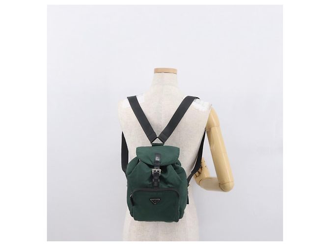 Zaino PRADA in nylon verde argento Auth ki6395 - vista 28