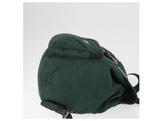 Zaino PRADA in nylon verde argento Auth ki6395 - vista 4