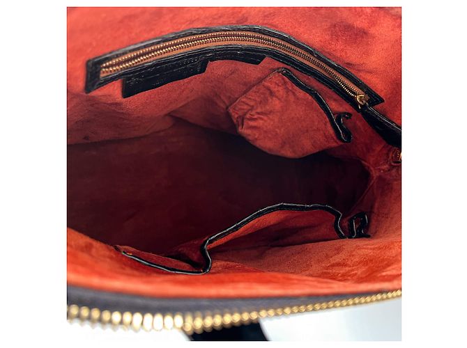 Autre Marque Borsa in pelle esotica nera con manico superiore Nero - vista 10