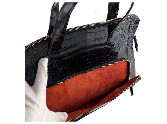 Autre Marque Borsa in pelle esotica nera con manico superiore Nero - vista 11