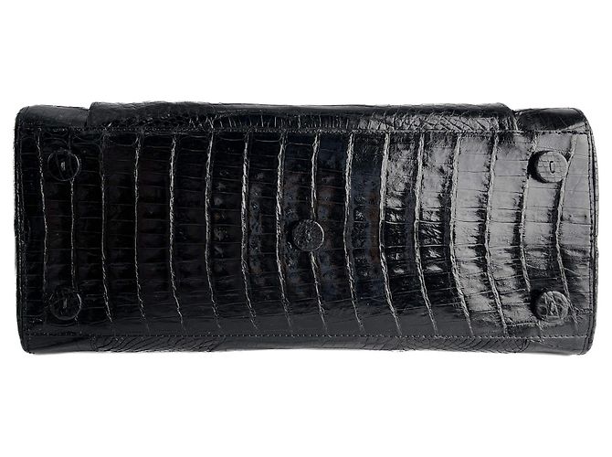 Autre Marque Borsa in pelle esotica nera con manico superiore Nero - vista 4