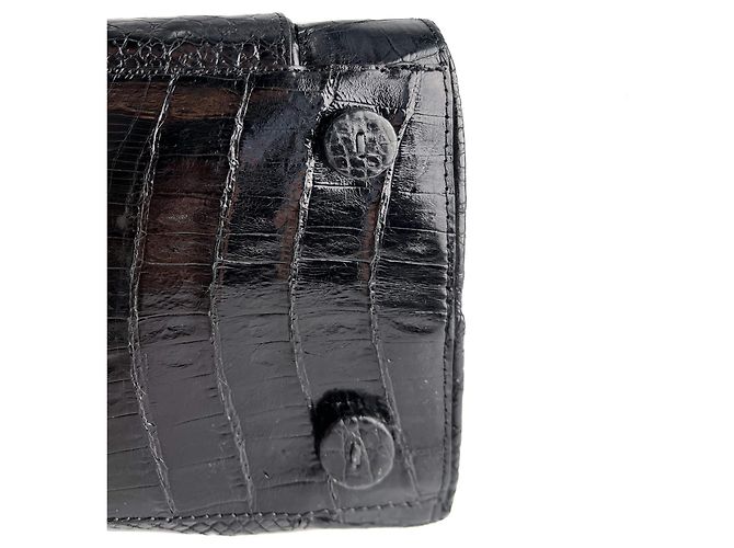Autre Marque Borsa in pelle esotica nera con manico superiore Nero - vista 6