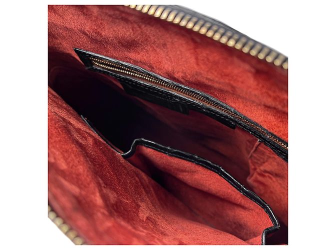Autre Marque Borsa in pelle esotica nera con manico superiore Nero - vista 8