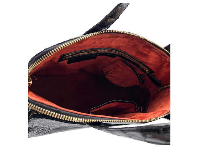 Autre Marque Borsa in pelle esotica nera con manico superiore Nero - vista 9