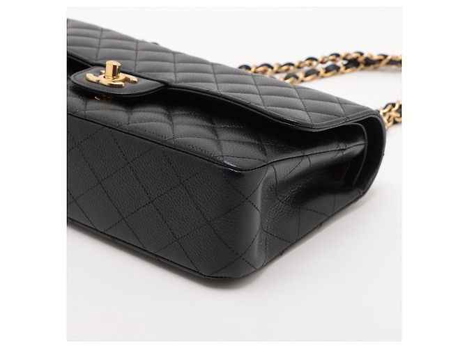 Timeless Chanel Borsa a spalla matelassé in pelle caviar nera con doppio flap classico medio Nero - vista 6