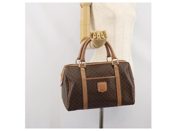 Céline Borsa a mano in tela Macadam CELINE in pelle PVC marrone e oro Auth 170409 D'oro - vista 22