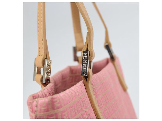 FENDI Zucchino Canvas Tote Bag Pink Silber Auth 170255 - Ansicht 10