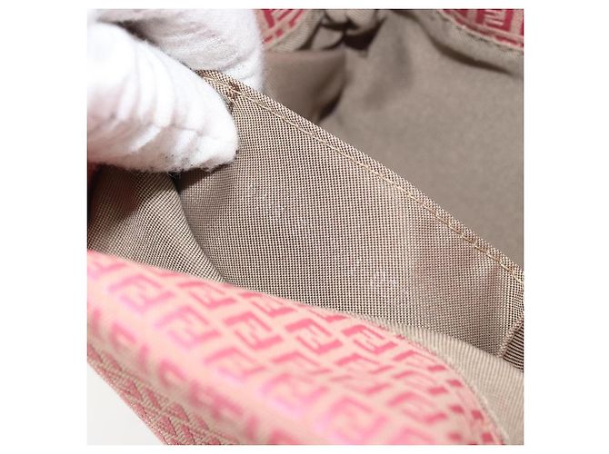 FENDI Zucchino Canvas Tote Bag Pink Silber Auth 170255 - Ansicht 12
