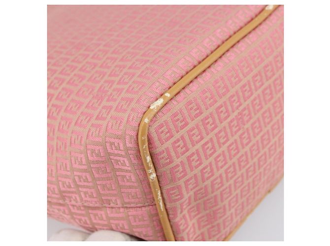 FENDI Zucchino Canvas Tote Bag Pink Silber Auth 170255 - Ansicht 14