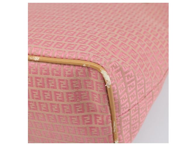 FENDI Zucchino Canvas Tote Bag Pink Silber Auth 170255 - Ansicht 15