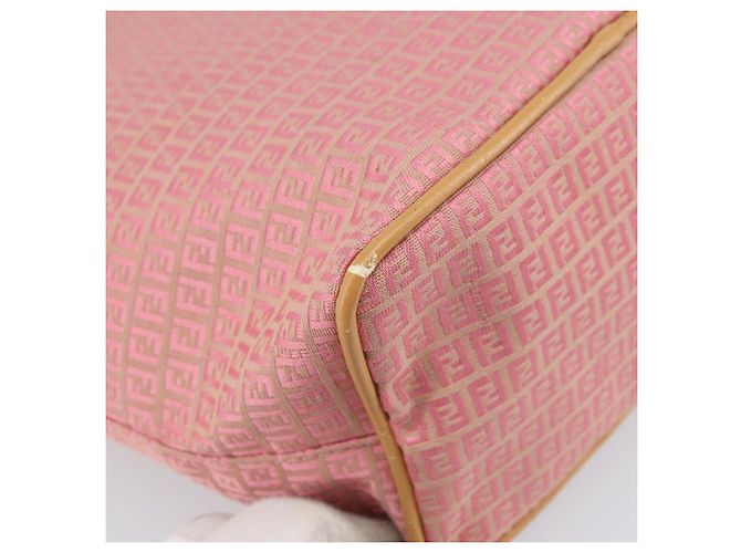 FENDI Zucchino Canvas Tote Bag Pink Silber Auth 170255 - Ansicht 16