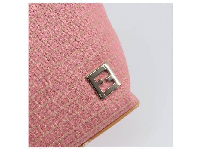 FENDI Zucchino Canvas Tote Bag Pink Silber Auth 170255 - Ansicht 17