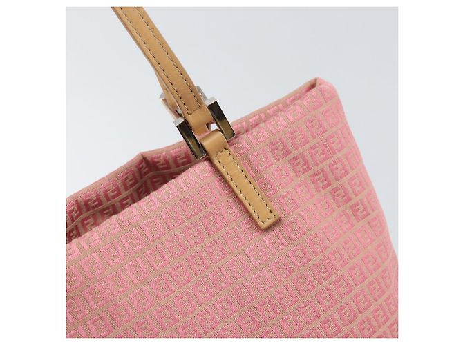 FENDI Zucchino Canvas Tote Bag Pink Silber Auth 170255 - Ansicht 18