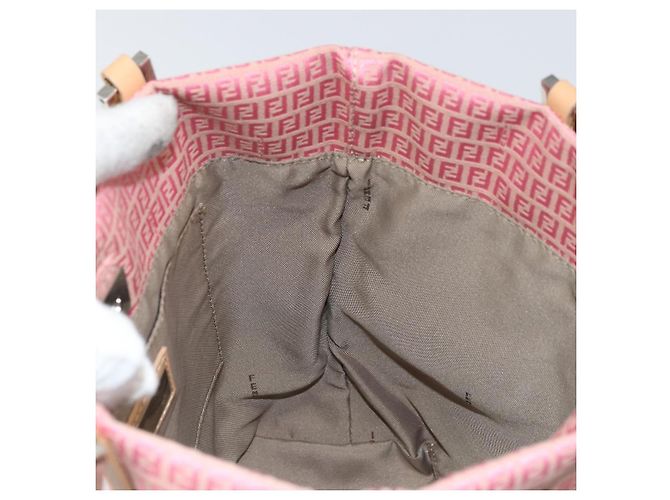 FENDI Zucchino Canvas Tote Bag Pink Silber Auth 170255 - Ansicht 20