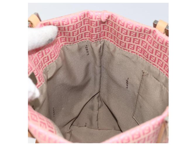 FENDI Zucchino Canvas Tote Bag Pink Silber Auth 170255 - Ansicht 21