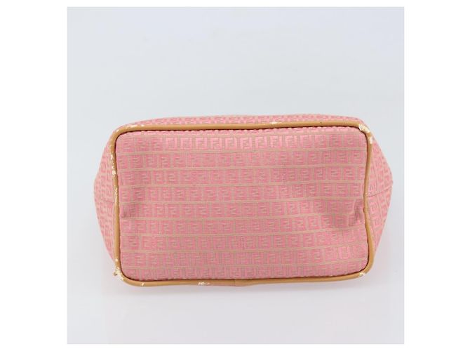 FENDI Zucchino Canvas Tote Bag Pink Silber Auth 170255 - Ansicht 5