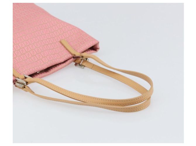 FENDI Zucchino Canvas Tote Bag Pink Silber Auth 170255 - Ansicht 7