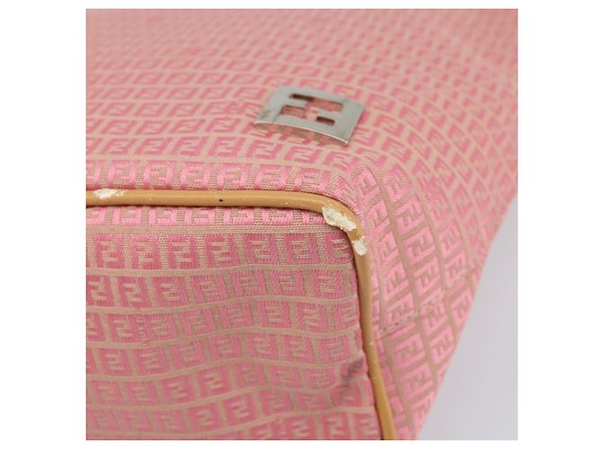 FENDI Zucchino Canvas Tote Bag Pink Silber Auth 170255 - Ansicht 9