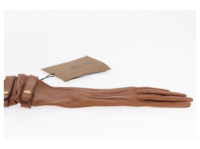 BURBERRY Handschuhe Leder Größe 7 Braun Gold Auth 149919M Golden - Ansicht 4