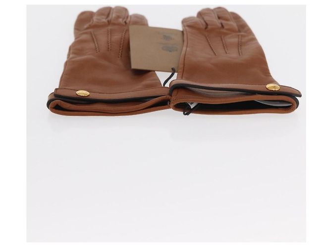 BURBERRY Handschuhe Leder Größe 7 Braun Gold Auth 149919M Golden - Ansicht 8
