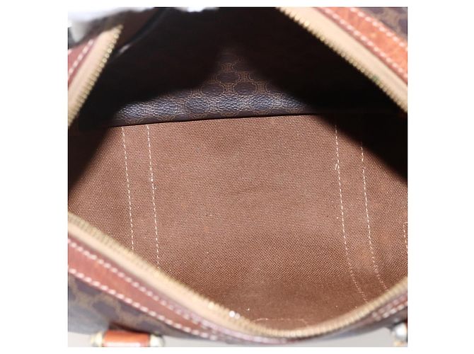 Céline Borsa a mano in tela Macadam CELINE in pelle PVC marrone oro Auth 170257 D'oro - vista 12