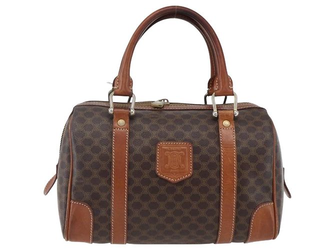 Céline Borsa a mano in tela Macadam CELINE in pelle PVC marrone oro Auth 170257 D'oro - vista 13
