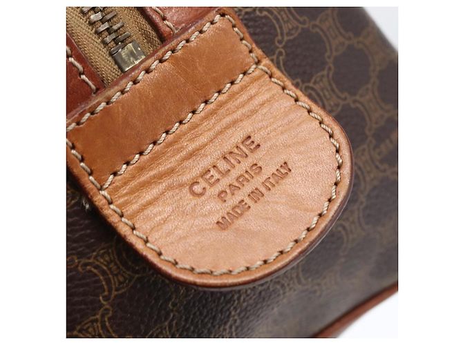 Céline Borsa a mano in tela Macadam CELINE in pelle PVC marrone oro Auth 170257 D'oro - vista 17
