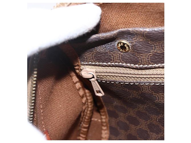 Céline Borsa a mano in tela Macadam CELINE in pelle PVC marrone oro Auth 170257 D'oro - vista 18