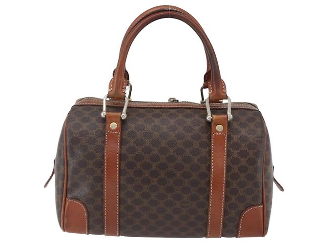 Céline Borsa a mano in tela Macadam CELINE in pelle PVC marrone oro Auth 170257 D'oro - vista 2