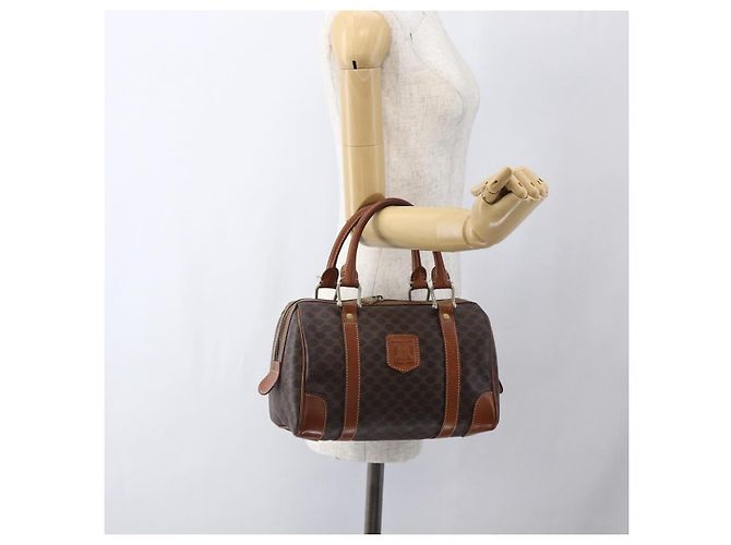 Céline Borsa a mano in tela Macadam CELINE in pelle PVC marrone oro Auth 170257 D'oro - vista 22