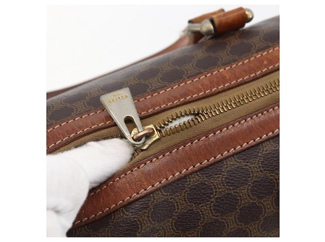 Céline Borsa a mano in tela Macadam CELINE in pelle PVC marrone oro Auth 170257 D'oro - vista 7
