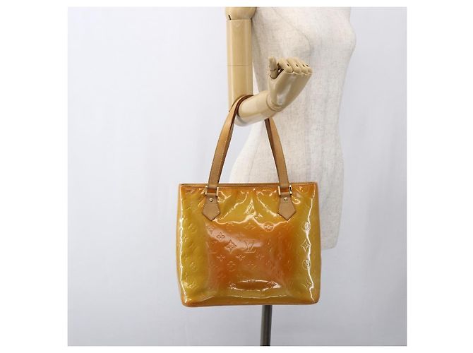 LOUIS VUITTON Borsa a Mano Houston Monogram Vernis Gialla M91121 LV Auth ka2056 Giallo - vista 23