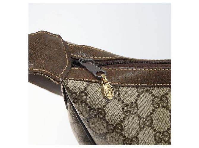 Borsa a Spalla GUCCI GG Supreme Web Sherry Line PVC Beige Rosso Auth 170320 - vista 10