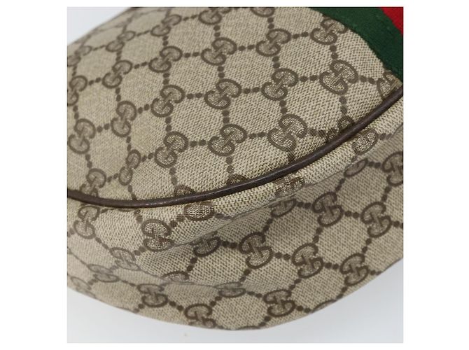 Borsa a Spalla GUCCI GG Supreme Web Sherry Line PVC Beige Rosso Auth 170320 - vista 16