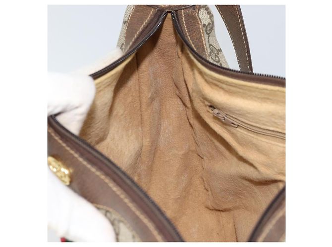 Borsa a Spalla GUCCI GG Supreme Web Sherry Line PVC Beige Rosso Auth 170320 - vista 20