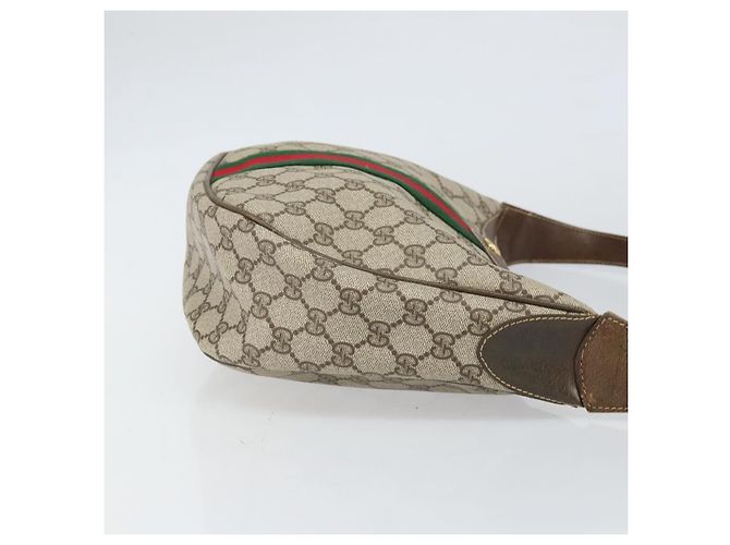 Borsa a Spalla GUCCI GG Supreme Web Sherry Line PVC Beige Rosso Auth 170320 - vista 3