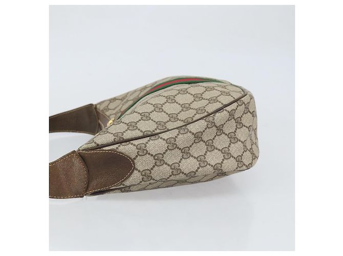 Borsa a Spalla GUCCI GG Supreme Web Sherry Line PVC Beige Rosso Auth 170320 - vista 4